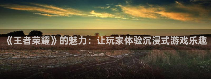 杏盛官网：《王者荣耀》的魅力：让玩家体验沉浸式游戏乐趣