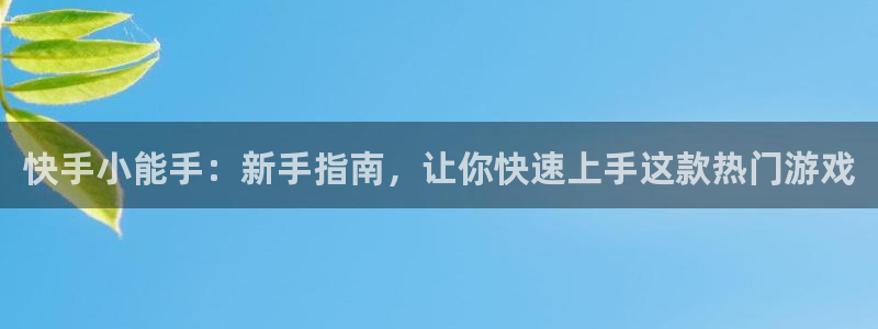 杏盛主管：快手小能手：新手指南，让你快速上手这款热门游戏