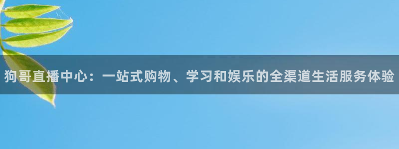 绿茵直播体育nba：狗哥直播中心：一站式购物、学习和娱乐的全渠道生活服务体验